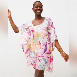 Soma Women's Multicolor Floral Beach Swim Coverup Chiffon Caftan Kimono XS/S